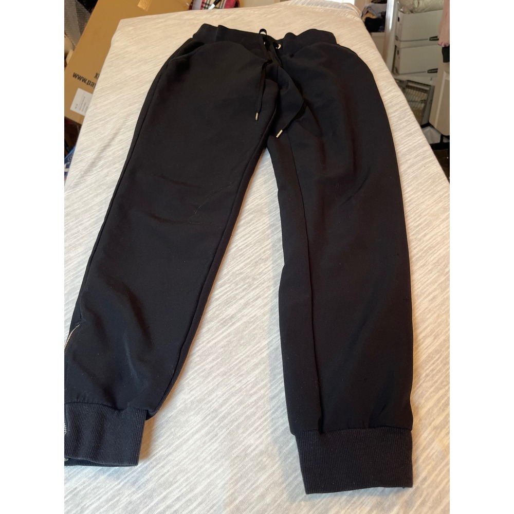 Juicy Couture Y2K Womens Black‎ Joggers Drawstring Zip Cuff Sweatpants Small